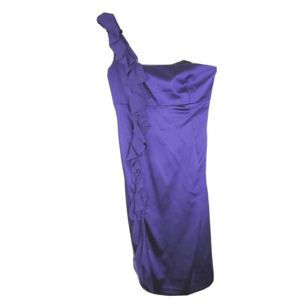 Suzi Chin for Maggy Boutique 6 Women's Satin One Shoulder Dress Purple Formal